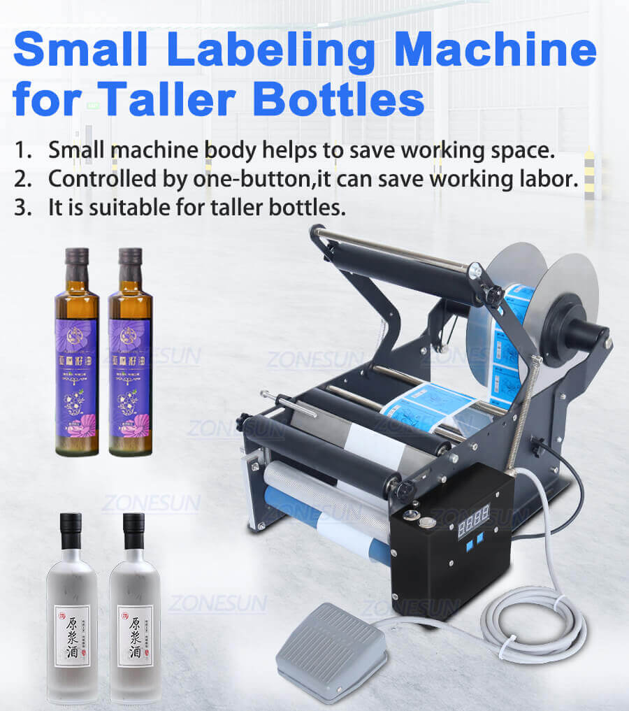 Semi Automatic Round Bottle Labeling Machine-ZONESUN TECHNOLOGY LIMITED