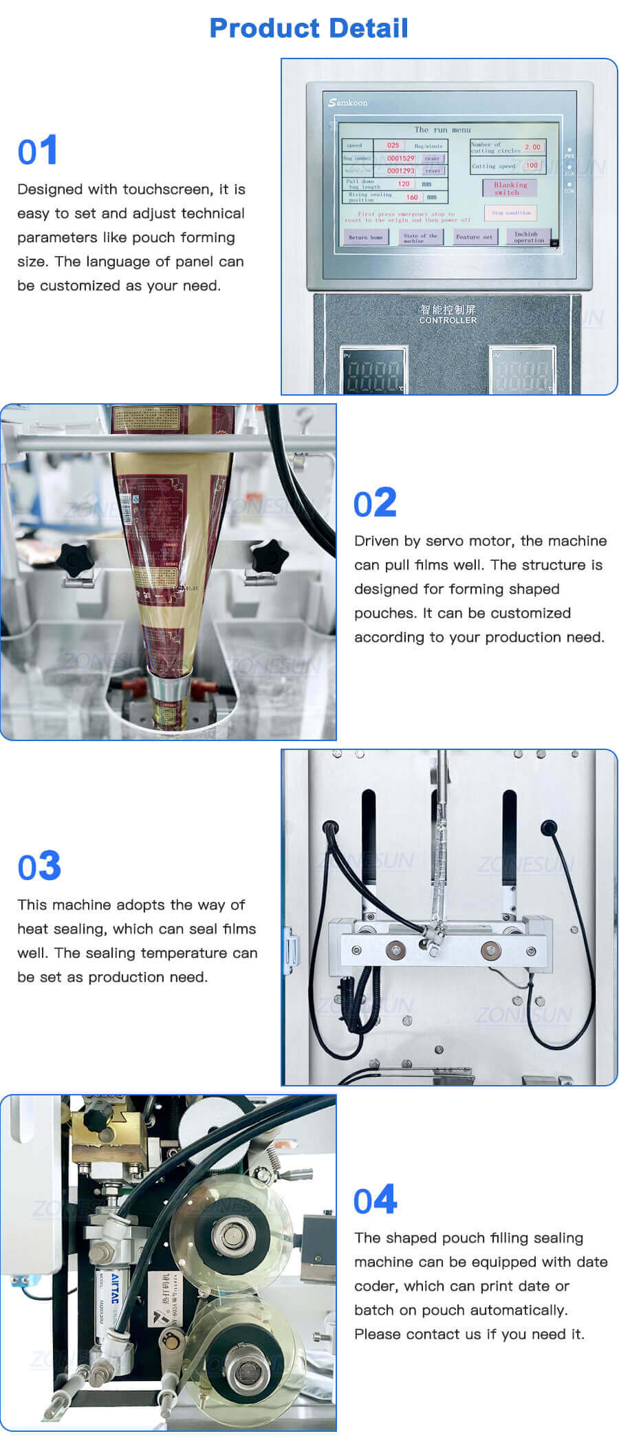 Shaped Pouch VFFS Packaging Machine-ZONESUN TECHNOLOGY LIMITED
