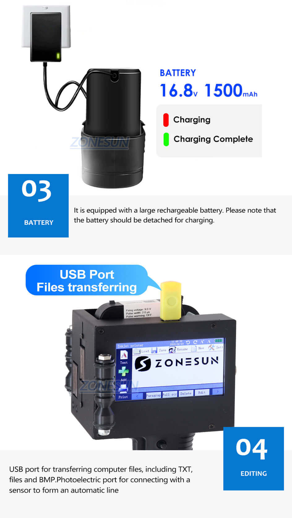 ZONESUN ZS-HIP508 Handheld Inkjet Printer-ZONESUN TECHNOLOGY LIMITED