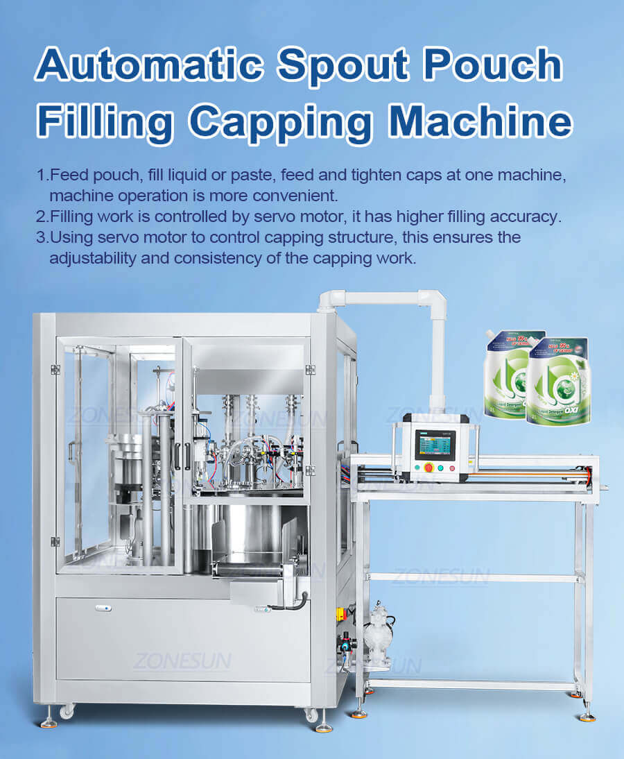 Automatic Spout Pouch Filling Capping Machine-ZONESUN TECHNOLOGY LIMITED