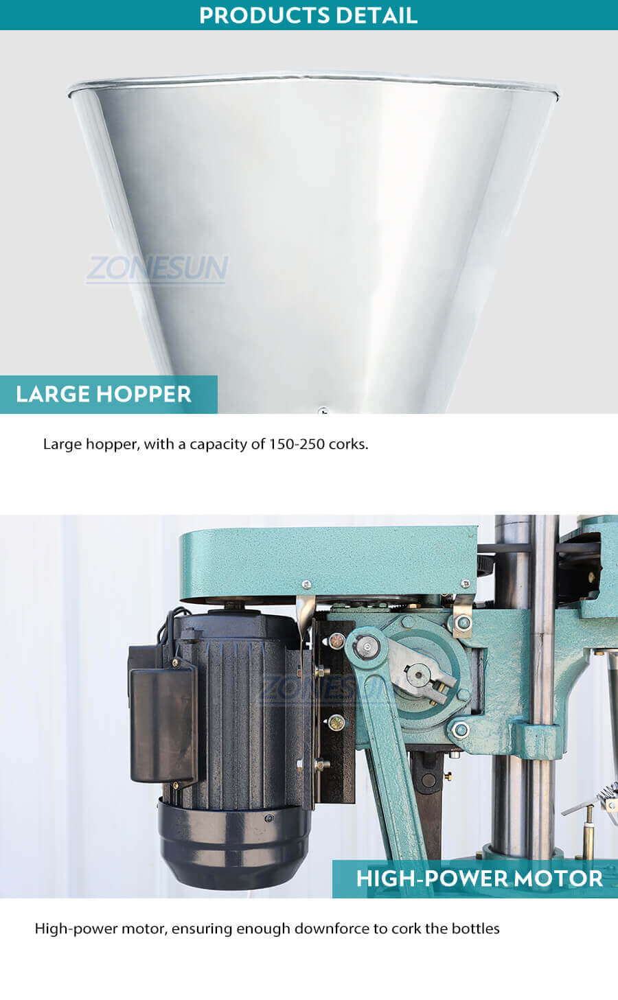 Wine Bottle Cork Stopper Capping Pressing Machine-ZONESUN TECHNOLOGY LIMITED