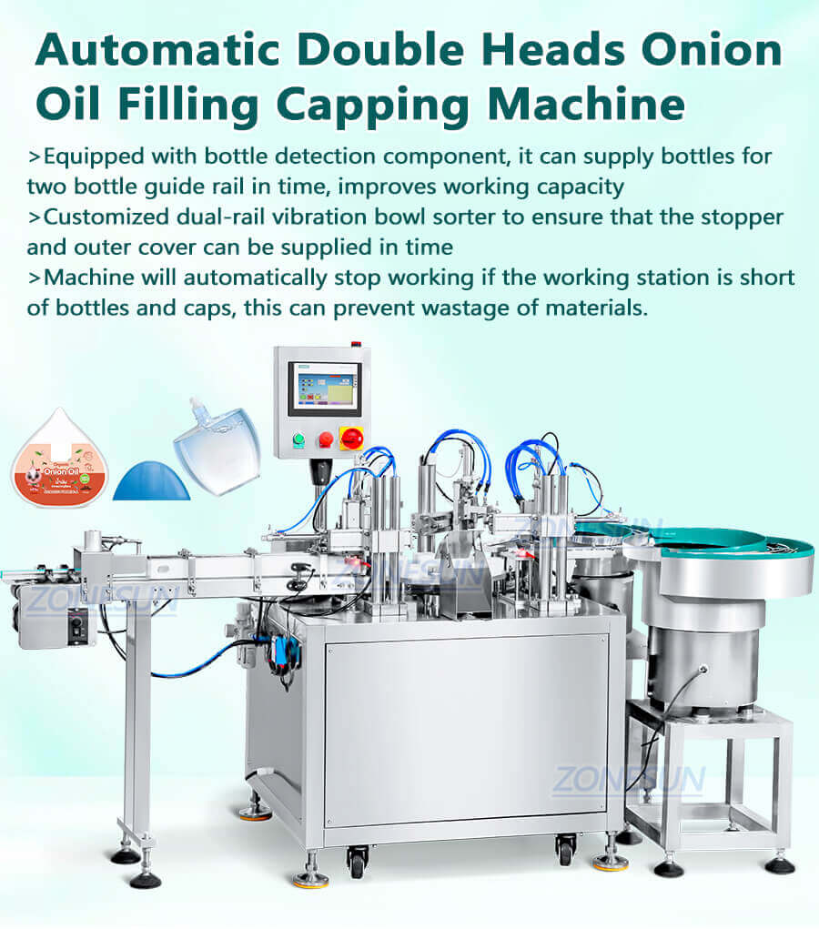 Onion Oil Bottles Rotary Filling Capping Machine-ZONESUN TECHNOLOGY LIMITED