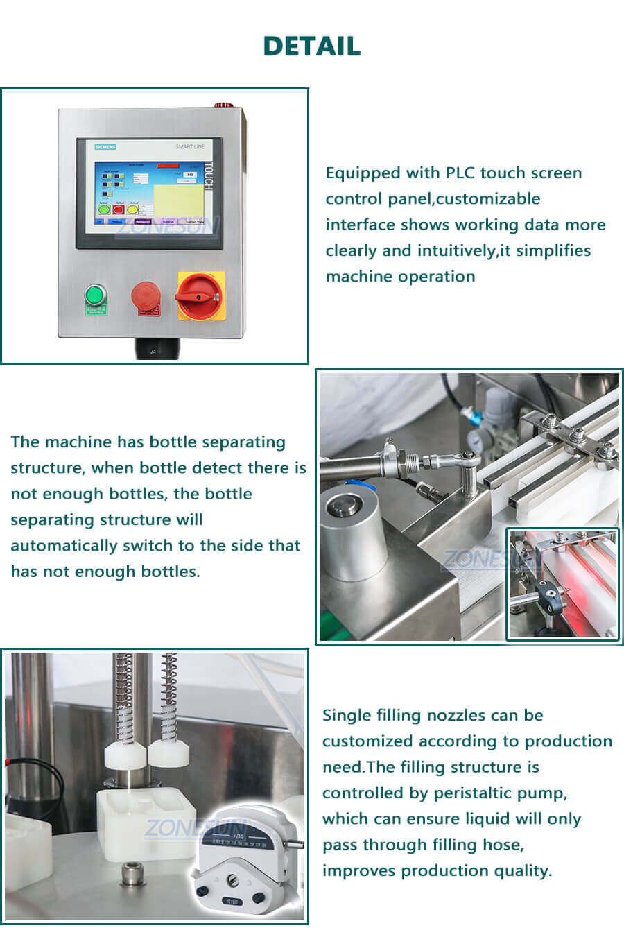 Onion Oil Bottles Rotary Filling Capping Machine-ZONESUN TECHNOLOGY LIMITED