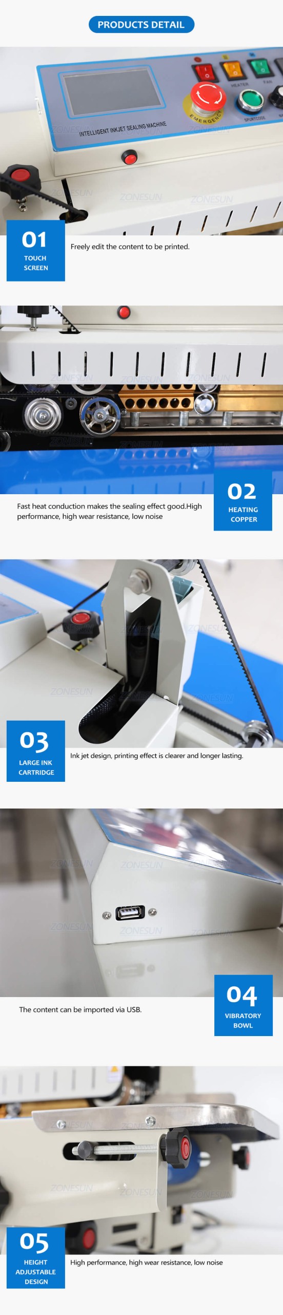Bags Continuous Band Sealing Machine With Inkjet Printer-ZONESUN TECHNOLOGY LIMITED