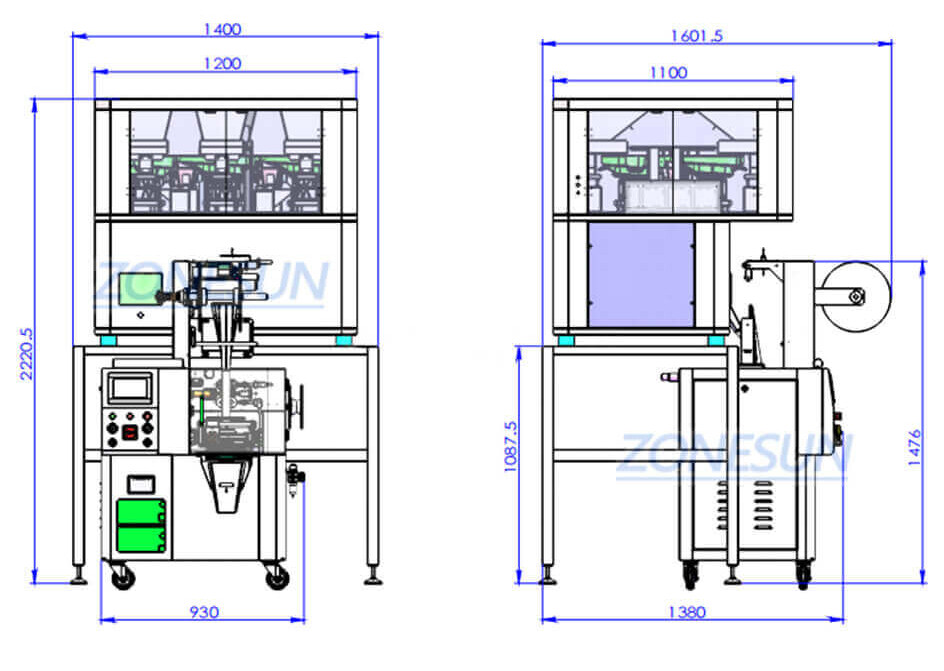 Pyramid Triangle Tea Bag Packing Machine-ZONESUN TECHNOLOGY LIMITED