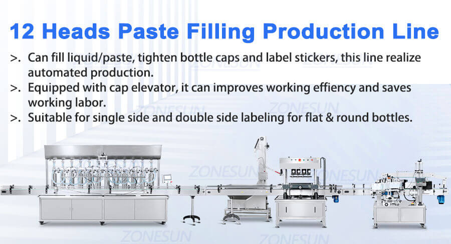 12 Heads Cosmetic Paste Filling Line-ZONESUN TECHNOLOGY LIMITED