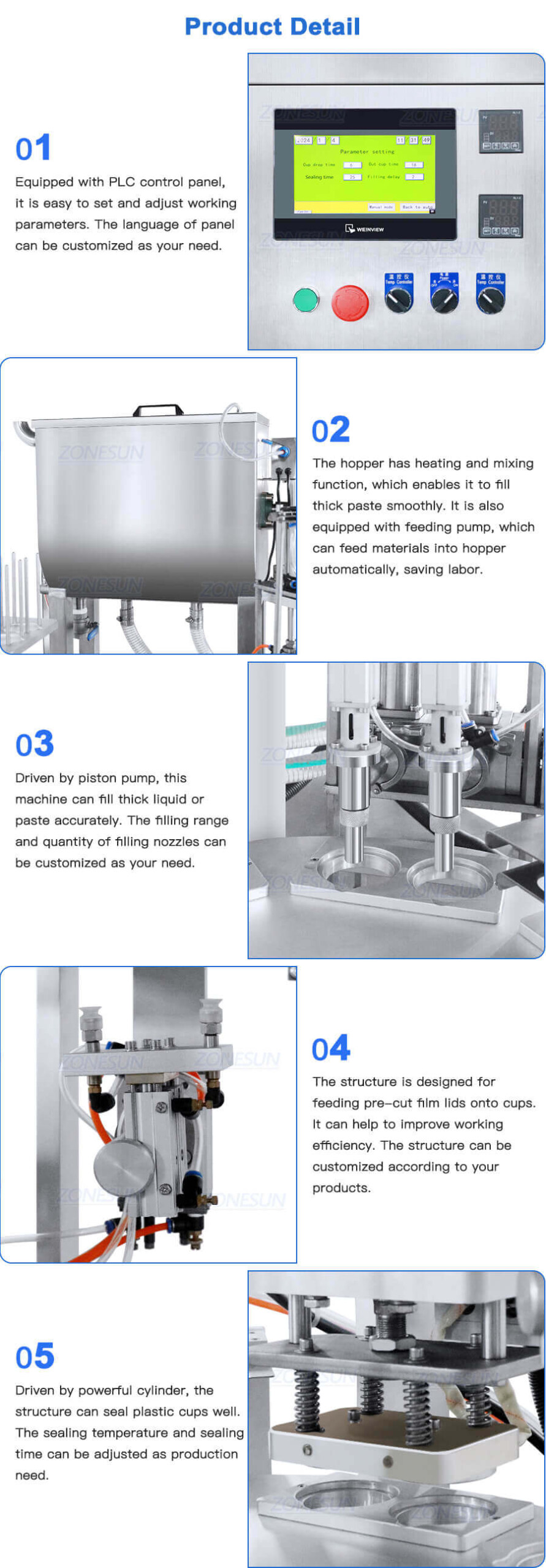 Monoblock Rotary Cup Filling And Sealing Machine-ZONESUN TECHNOLOGY LIMITED