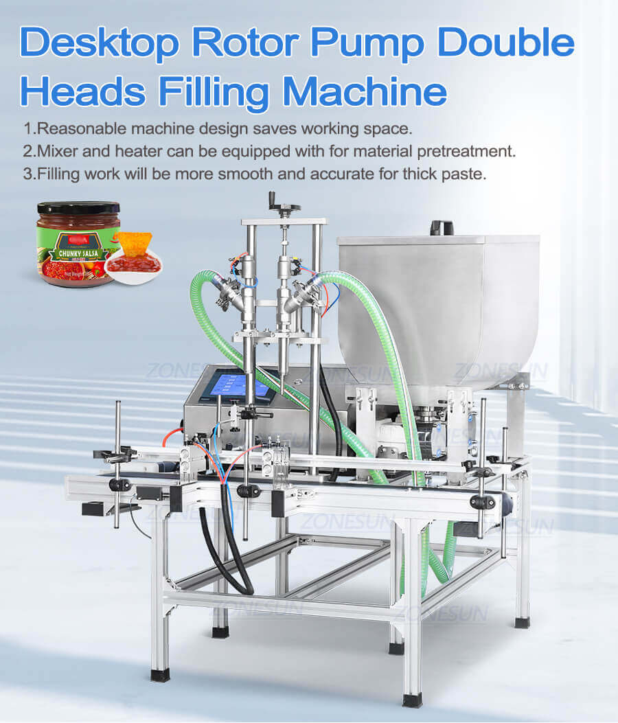 Double Head Cosmetic Paste Filling Machine-ZONESUN TECHNOLOGY LIMITED