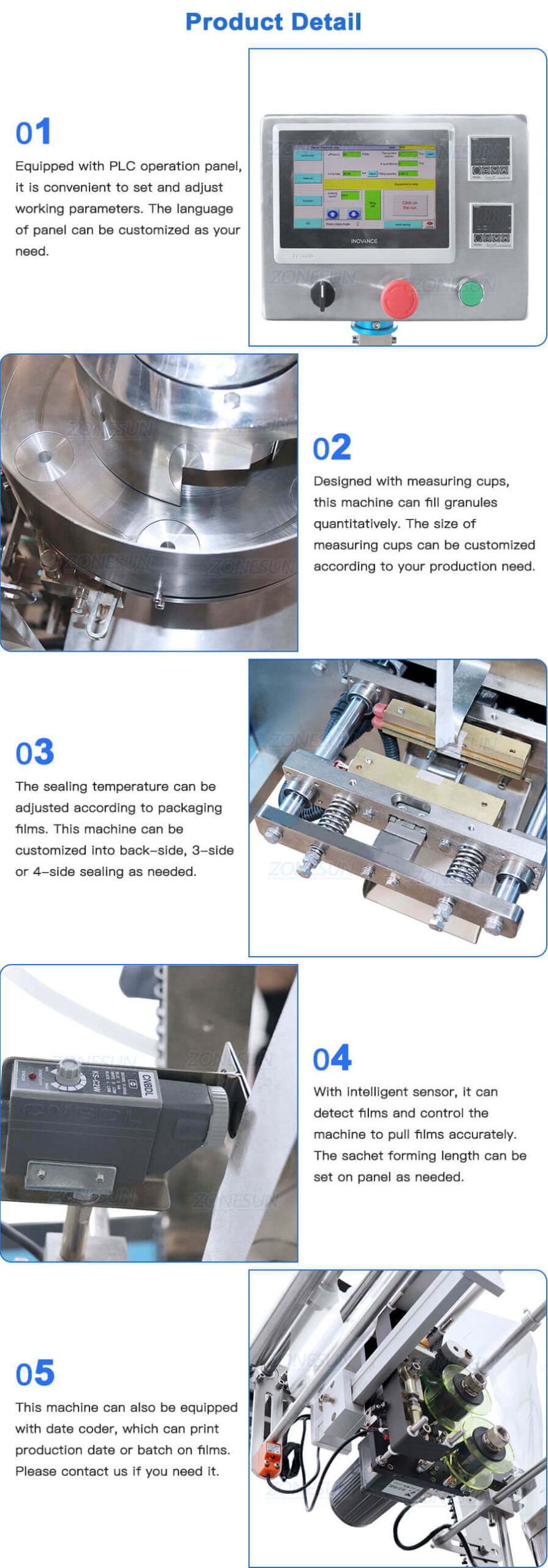 Granule Sachet VFFS Packaging Machine-ZONESUN TECHNOLOGY LIMITED