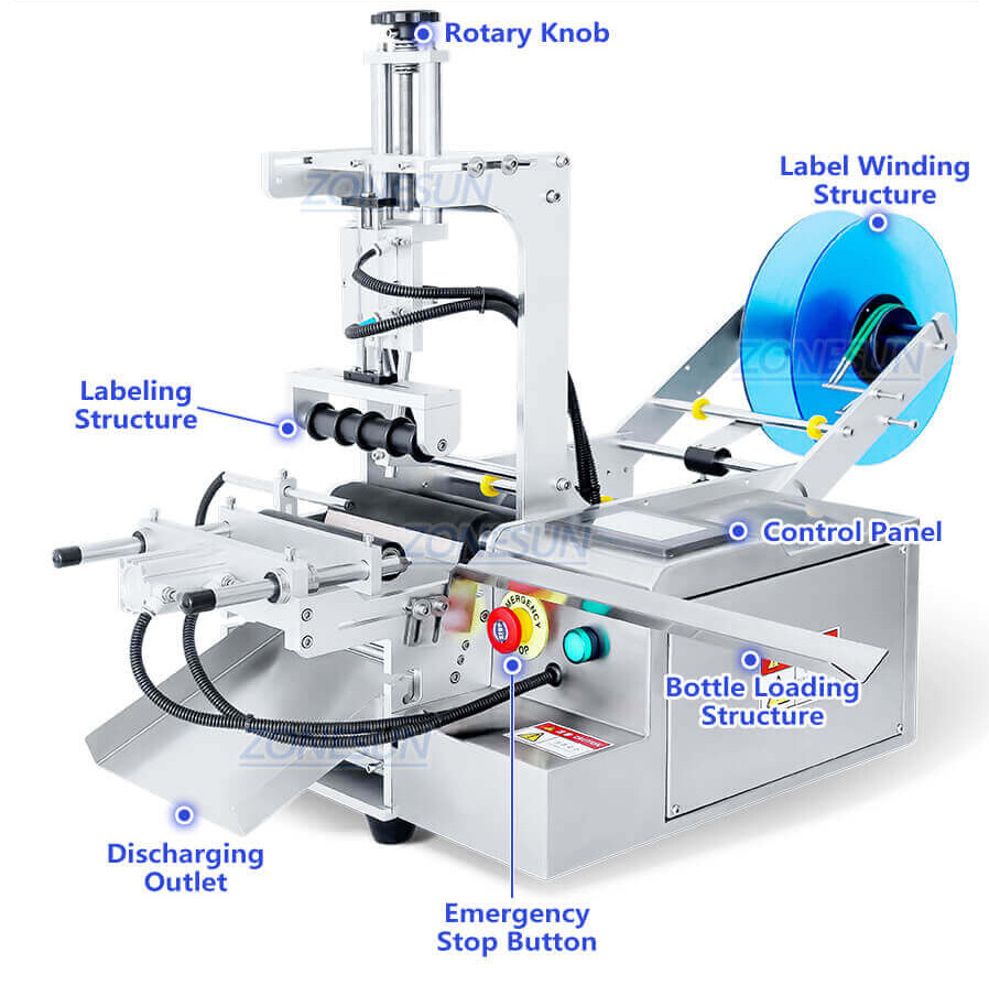 Benchtop Round Bottle labeling machine-ZONESUN TECHNOLOGY LIMITED