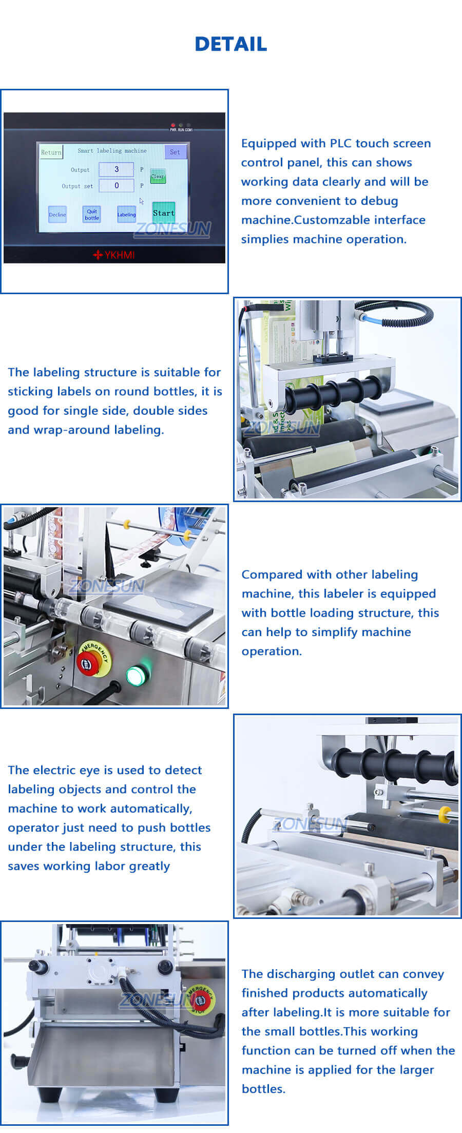 Benchtop Round Bottle labeling machine-ZONESUN TECHNOLOGY LIMITED