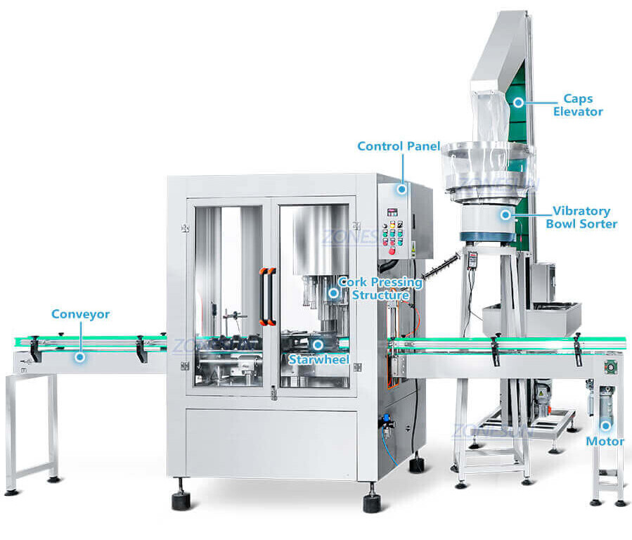 Rotary Wine Bottle Cork Capping Pressing Machine-ZONESUN TECHNOLOGY LIMITED