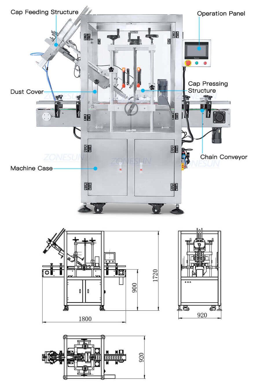 Dust-proof Lid Capping Pressing Machine-ZONESUN TECHNOLOGY LIMITED