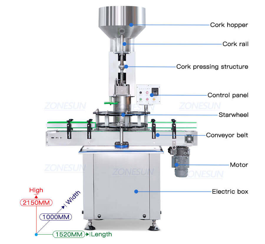 Wine Bottle Cork Capping Pressing Machine-ZONESUN TECHNOLOGY LIMITED