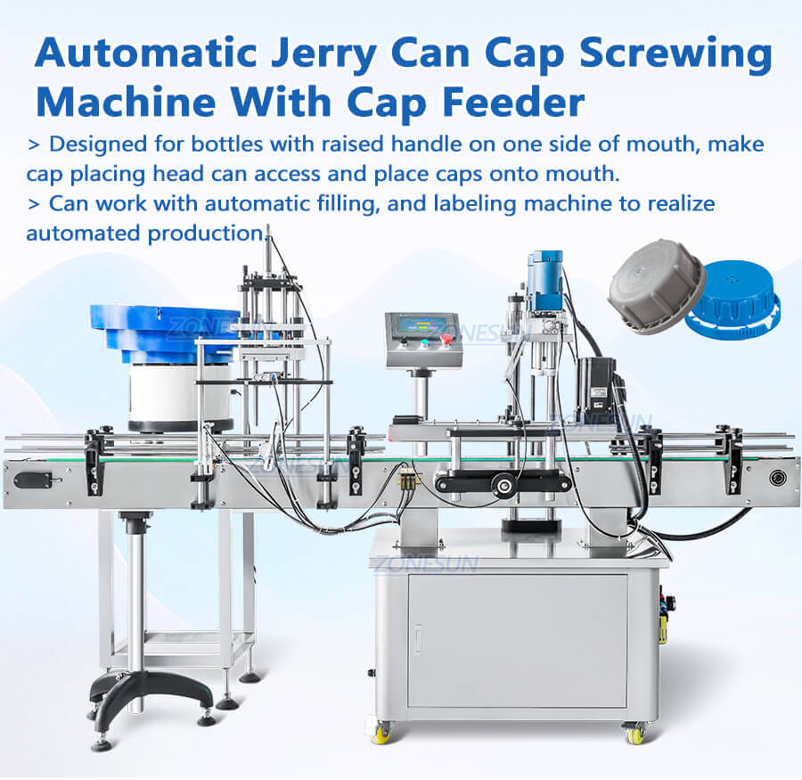 Automatic Jerry Can Cap Screw Capping Machine With Cap Feeder-ZONESUN TECHNOLOGY LIMITED