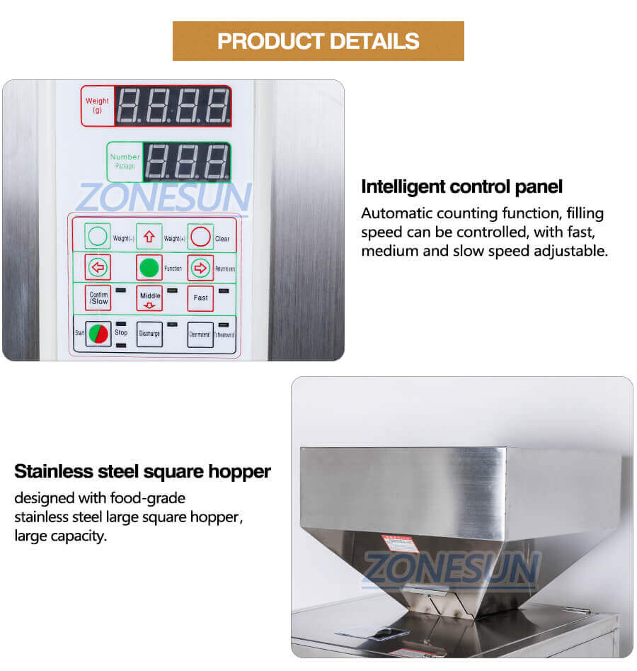 Semi Automatic Large Capacity Granule Filling Machine-ZONESUN TECHNOLOGY LIMITED