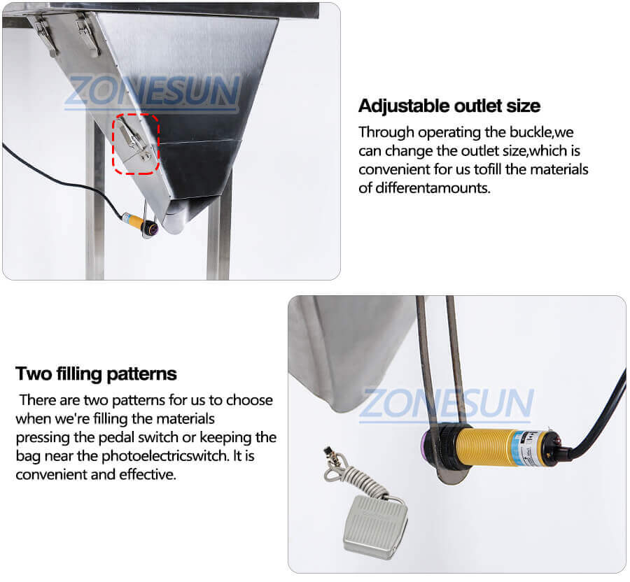Semi Automatic Large Capacity Granule Filling Machine-ZONESUN TECHNOLOGY LIMITED