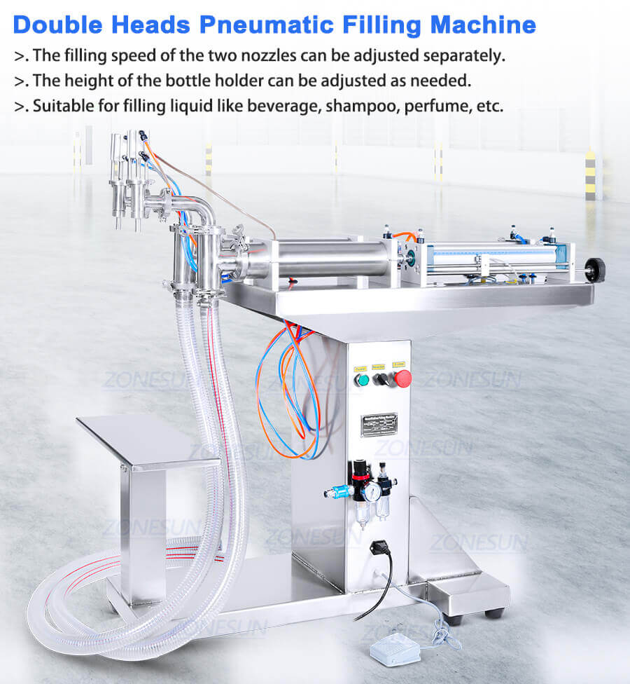 Double Heads Pneumatic Fililling Machine-ZONESUN TECHNOLOGY LIMITED