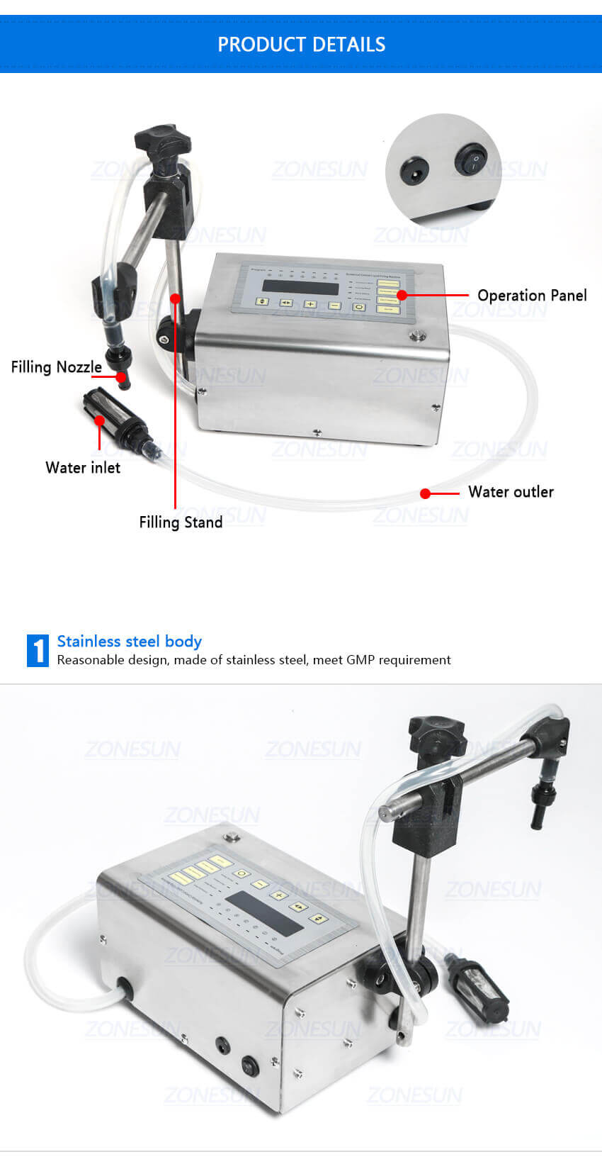 Semi Automatic Cosmetic Liquid Filling Machine-ZONESUN TECHNOLOGY LIMITED