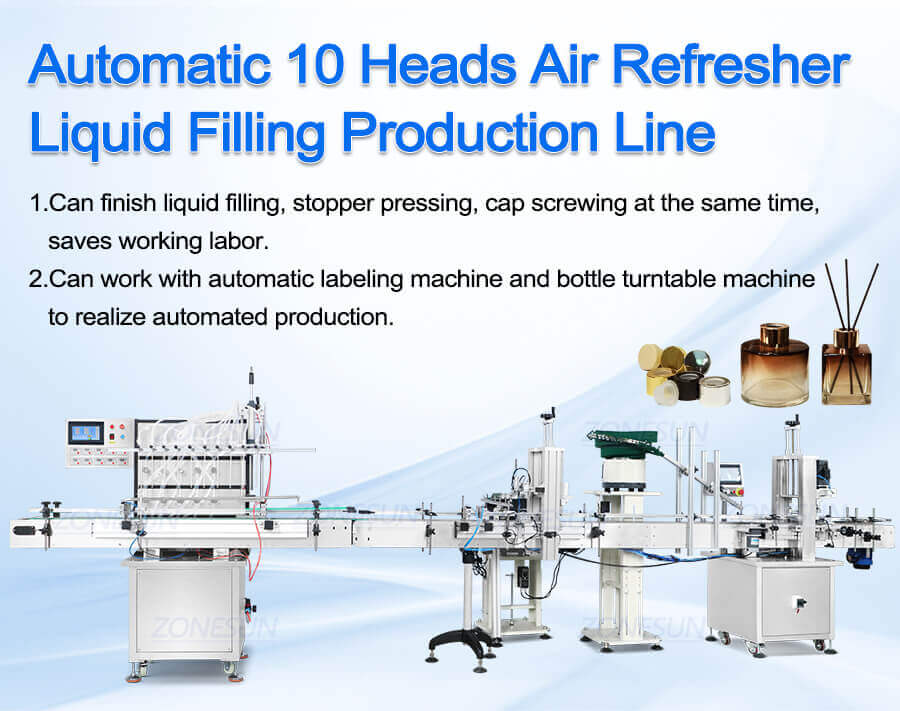 Automatic 10 Heads Air Refresher Liquid filling Production Line-ZONESUN TECHNOLOGY LIMITED