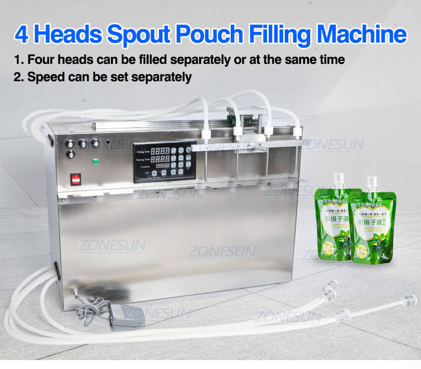 4 Heads Spout Pouch Liuqid Filling Machine-ZONESUN TECHNOLOGY LIMITED