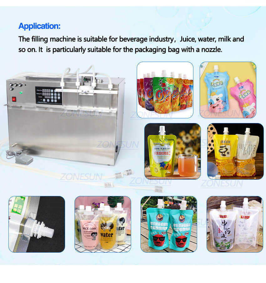 4 Heads Spout Pouch Liuqid Filling Machine-ZONESUN TECHNOLOGY LIMITED
