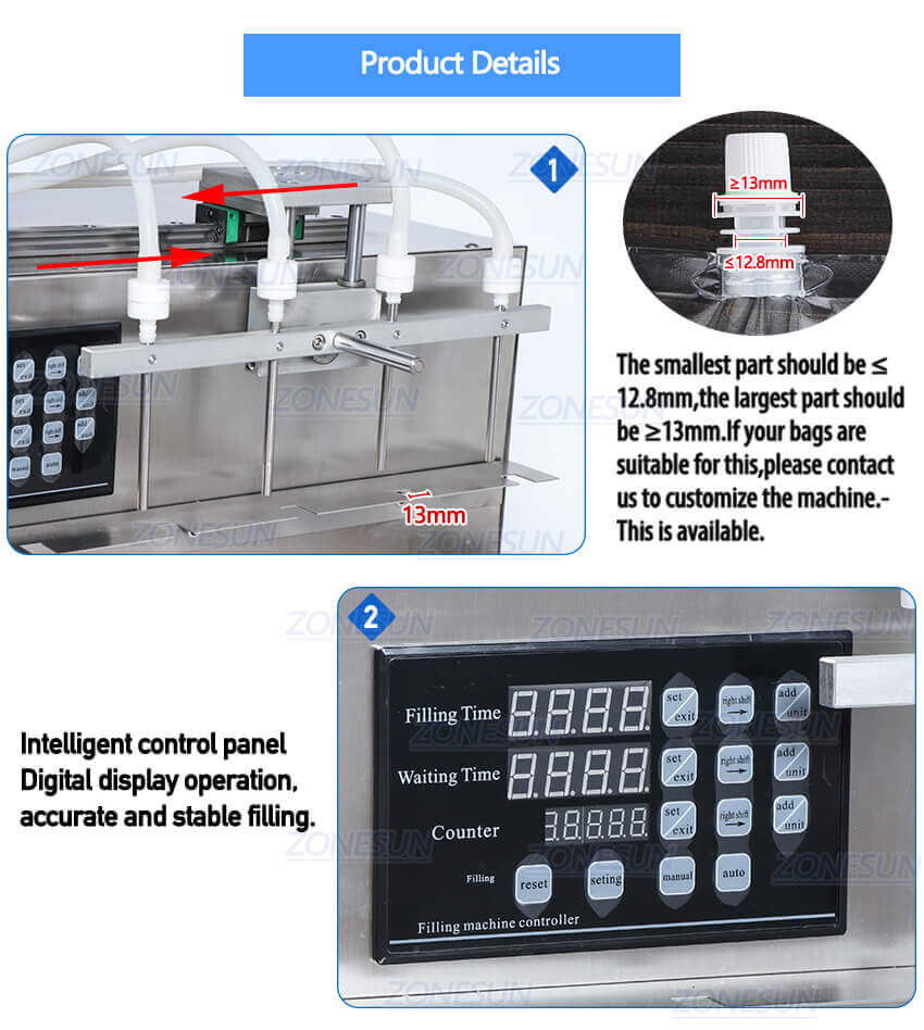 4 Heads Spout Pouch Liuqid Filling Machine-ZONESUN TECHNOLOGY LIMITED