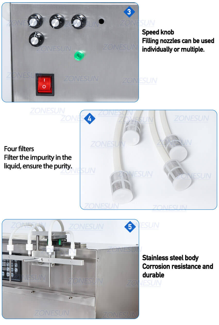 4 Heads Spout Pouch Liuqid Filling Machine-ZONESUN TECHNOLOGY LIMITED