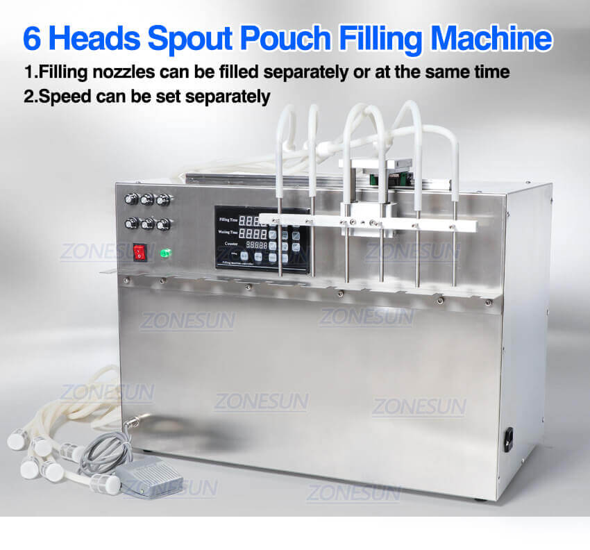6 Heads Spout Pouch Liuqid Filling Machine-ZONESUN TECHNOLOGY LIMITED