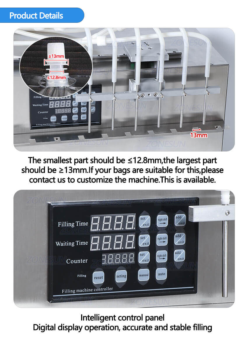 6 Heads Spout Pouch Liuqid Filling Machine-ZONESUN TECHNOLOGY LIMITED