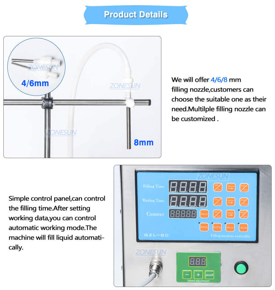 Semi Automatic Cosmetic Liquid Filling Machine-ZONESUN TECHNOLOGY LIMITED