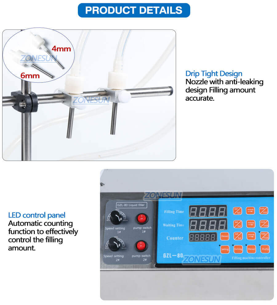 Double Head Peristaltic Pump Filling Machine-ZONESUN TECHNOLOGY LIMITED