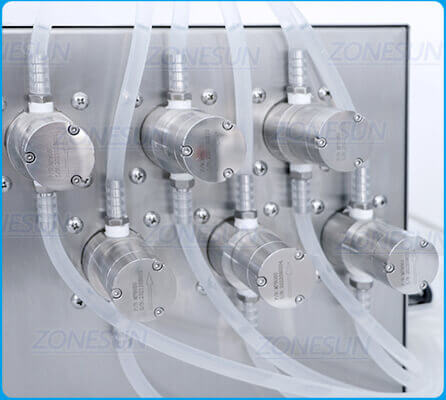 Semi Automatic 6 Heads Magnetic Pump Liquid Filling Machine-ZONESUN TECHNOLOGY LIMITED