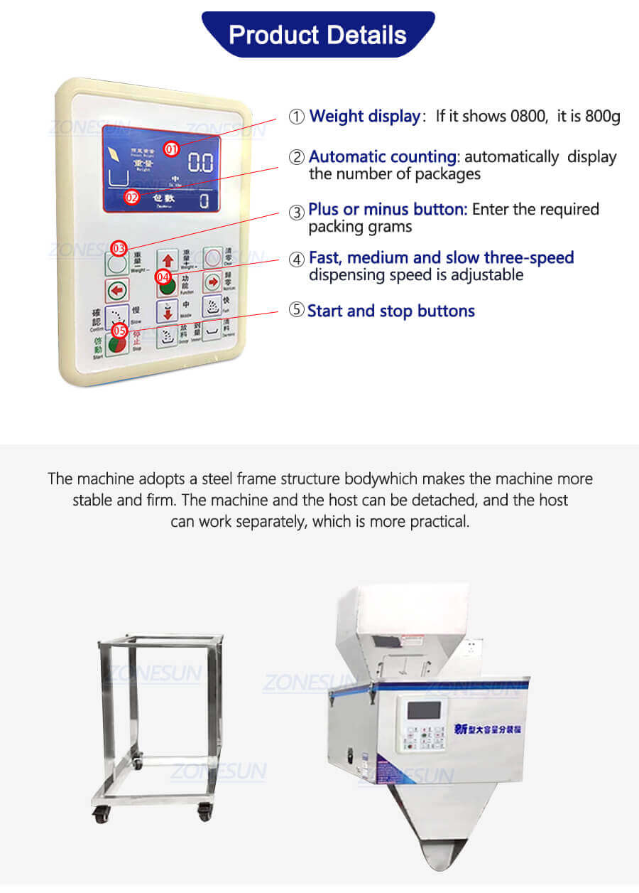 Semi Automatic Granular Weighing Filling Machine-ZONESUN TECHNOLOGY LIMITED