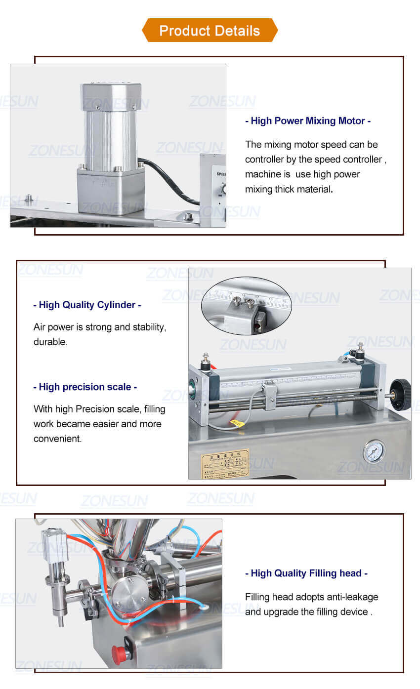 Double Head Paste Filling Machine With Heater Mixer-ZONESUN TECHNOLOGY LIMITED