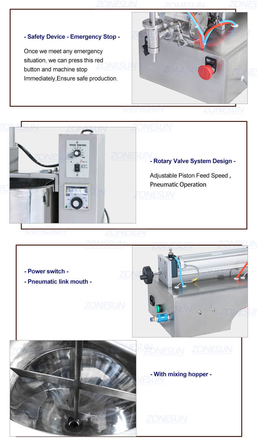Double Head Paste Filling Machine With Heater Mixer-ZONESUN TECHNOLOGY LIMITED