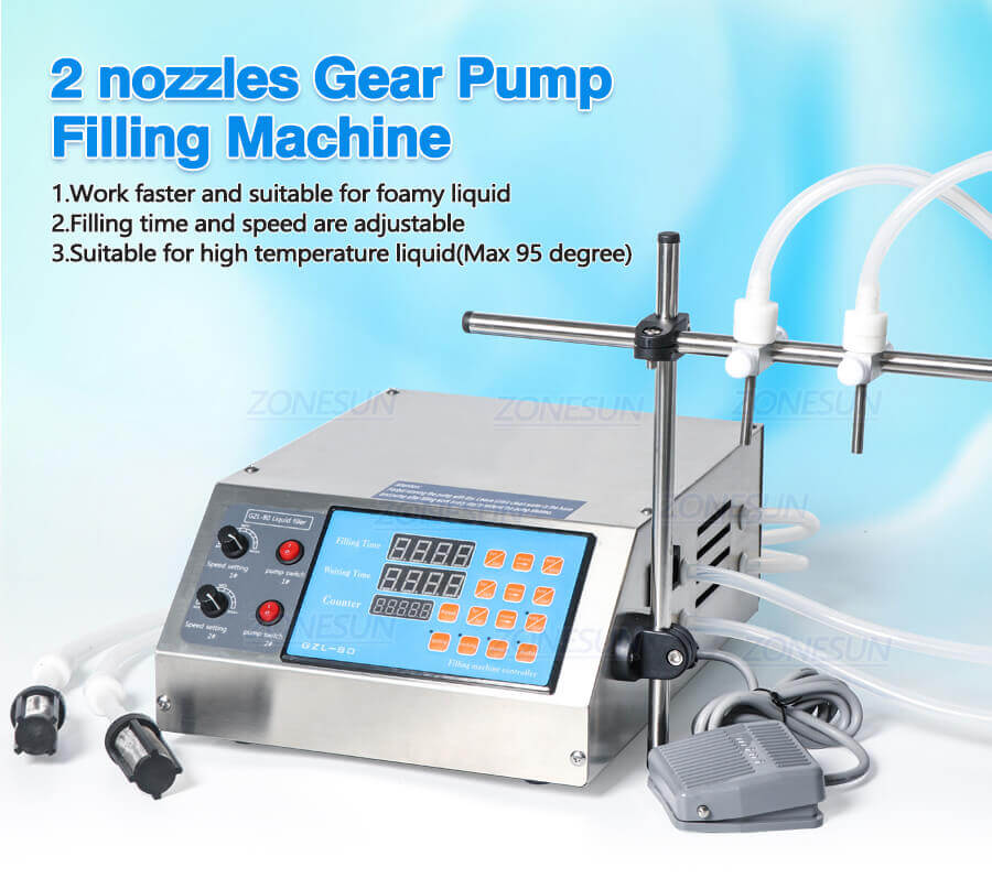 Double Head Gear Pump Filling Machine-ZONESUN TECHNOLOGY LIMITED