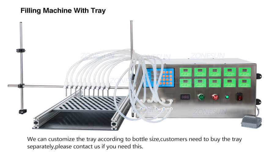 Semi Automatic 10 Heads Liquid Filling Machine-ZONESUN TECHNOLOGY LIMITED