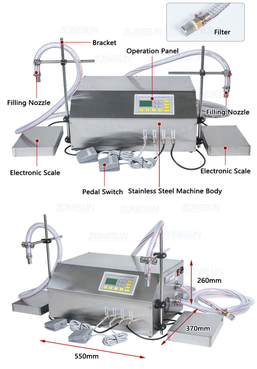 Double Head Gear Pump Weighing Filling Machine-ZONESUN TECHNOLOGY LIMITED