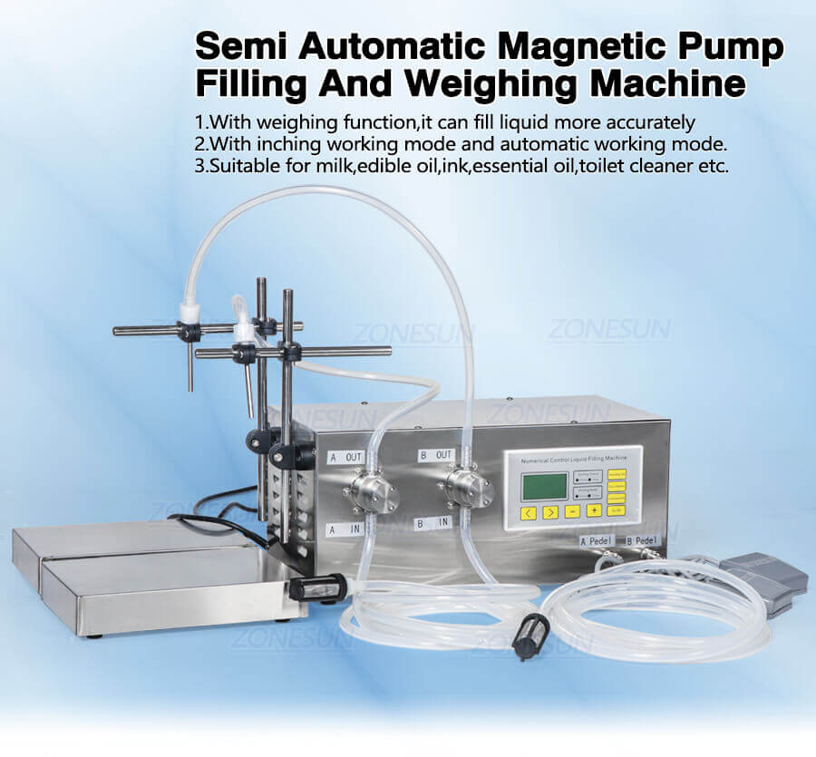 Double Head Magnetic Pump Weighing Filling Machine-ZONESUN TECHNOLOGY LIMITED