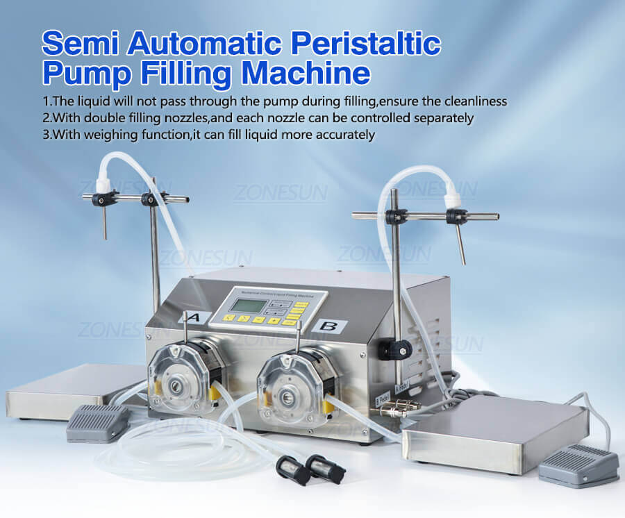 Double Head Peristaltic Pump Weighing Filling Machine-ZONESUN TECHNOLOGY LIMITED