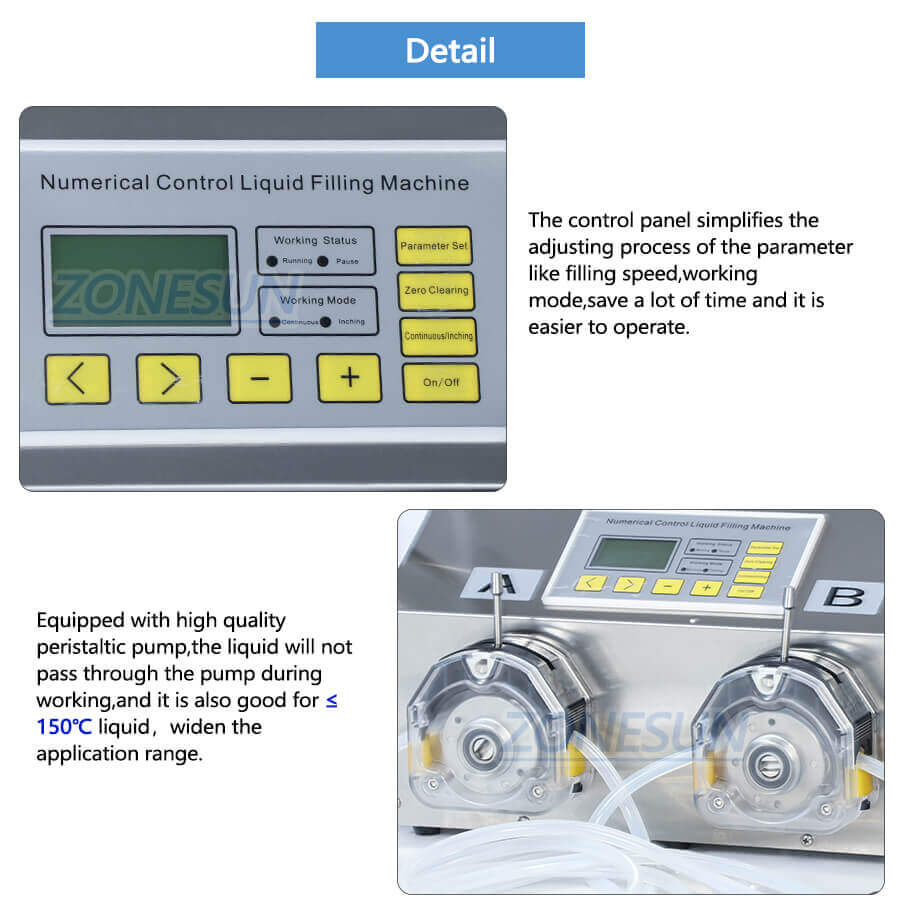 Double Head Peristaltic Pump Weighing Filling Machine-ZONESUN TECHNOLOGY LIMITED