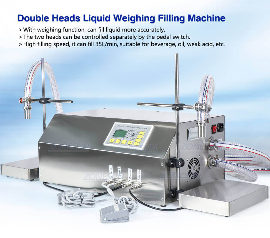 Double Head Diaphragm Pump Weighing Fillinng Machine-ZONESUN TECHNOLOGY LIMITED