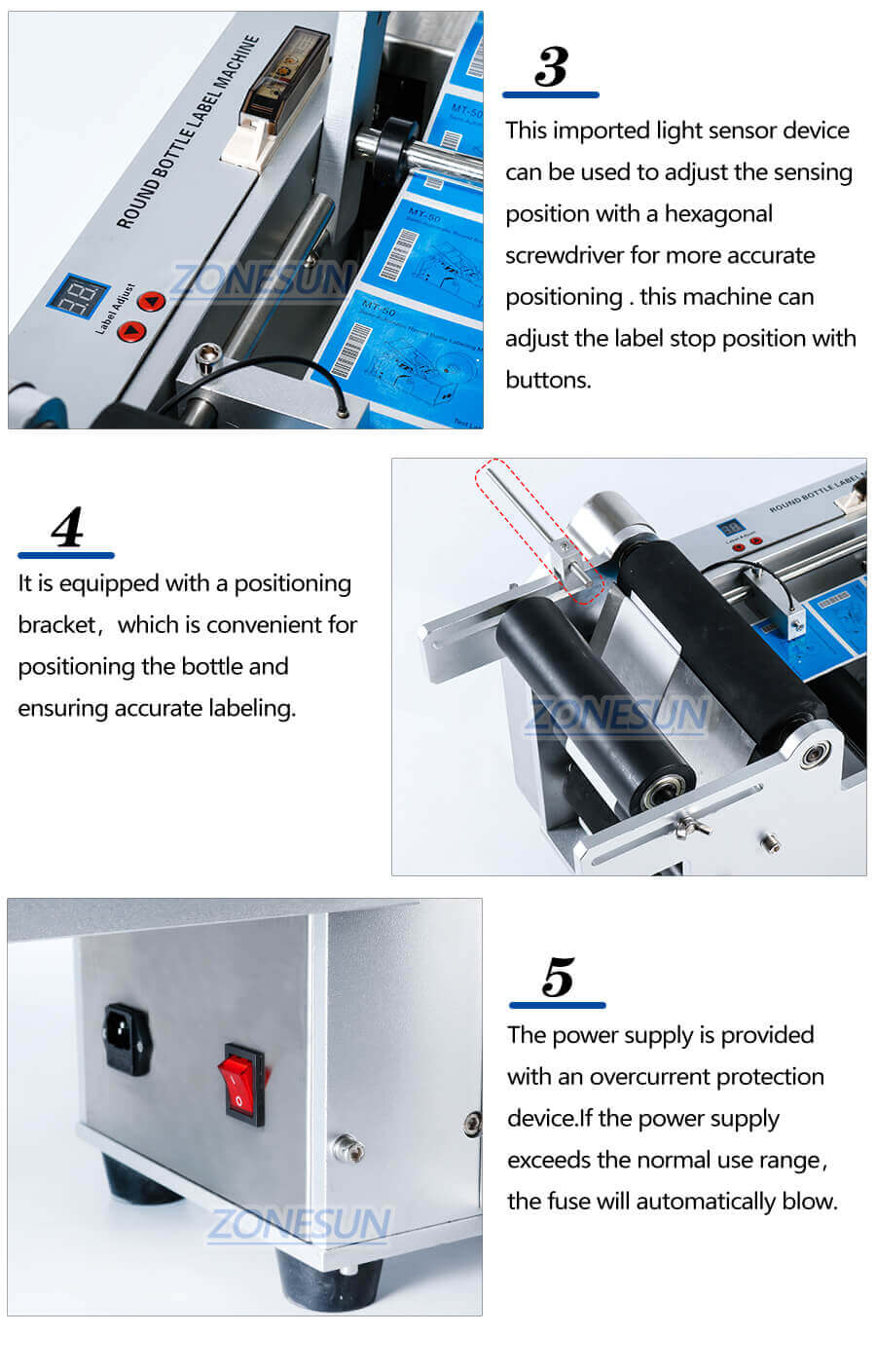 Round Bottle Labeling Machine With Date Coder-ZONESUN TECHNOLOGY LIMITED