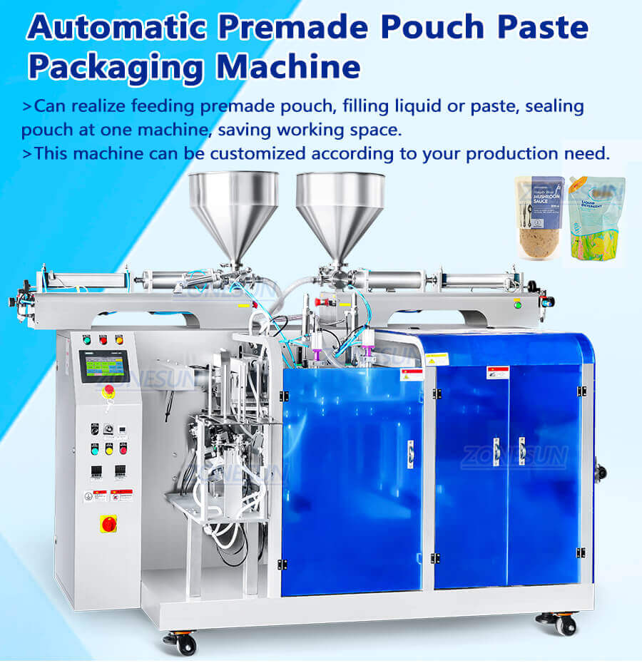 Automatic Premade Pouch Paste Filling Sealing Machine-ZONESUN TECHNOLOGY LIMITED