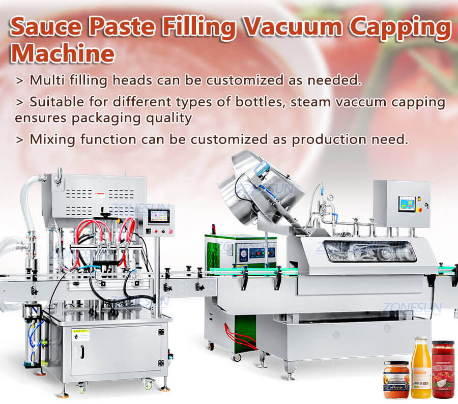 Sauce Paste Filling Vacuum Capping Machine-ZONESUN TECHNOLOGY LIMITED
