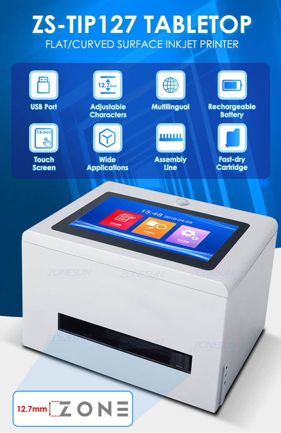 Semi Automatic Dektop Date Inkjet Printer-ZONESUN TECHNOLOGY LIMITED