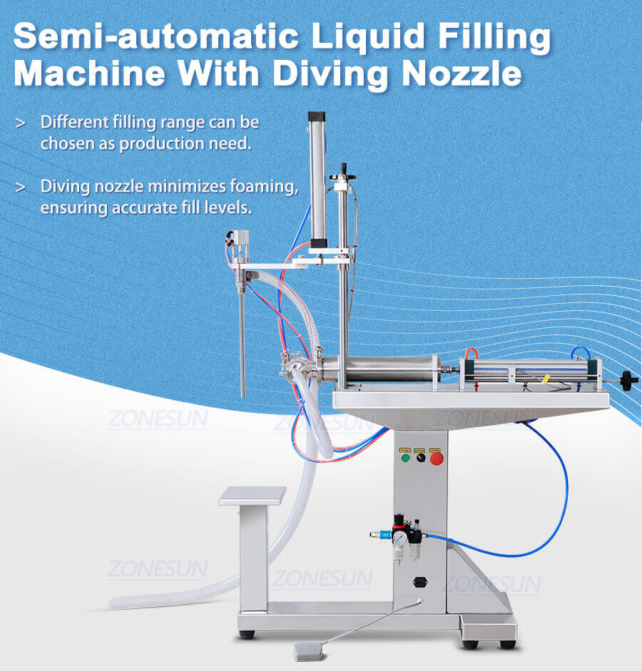 Semi Automatic Liquid Filling Machine With Diving Nozzle-ZONESUN TECHNOLOGY LIMITED