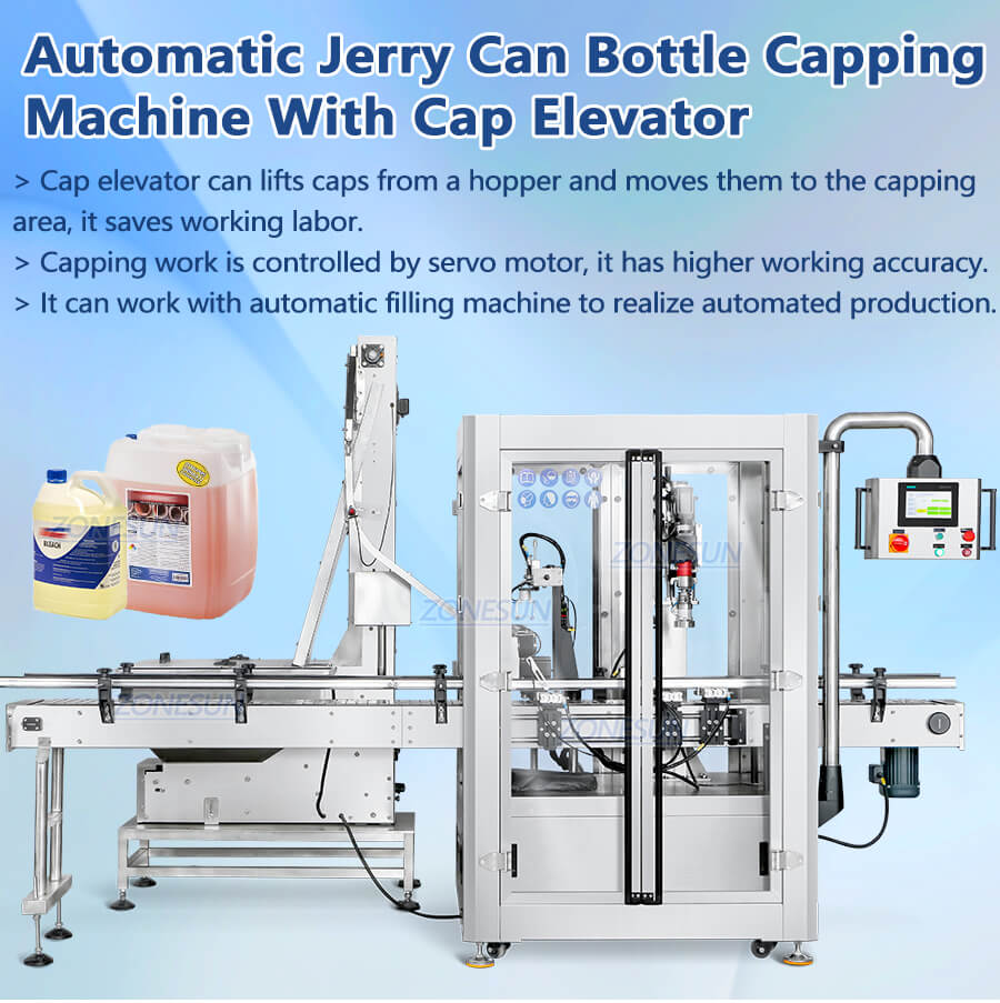 Jerry Can Bottle Capping Machine With Cap Elevator-ZONESUN TECHNOLOGY LIMITED