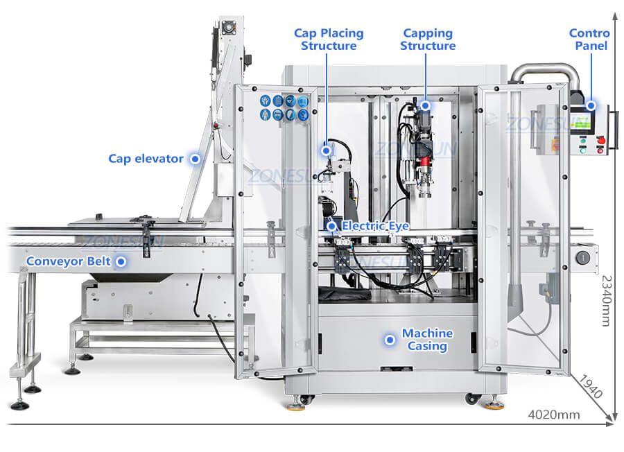 Jerry Can Bottle Capping Machine With Cap Elevator-ZONESUN TECHNOLOGY LIMITED